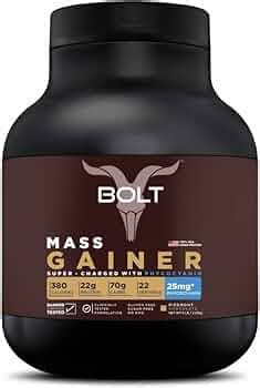 Bolt Mass Gainer Protein 5 LB, 2.268kg (Piedmont Chocolate) with 25mg ...