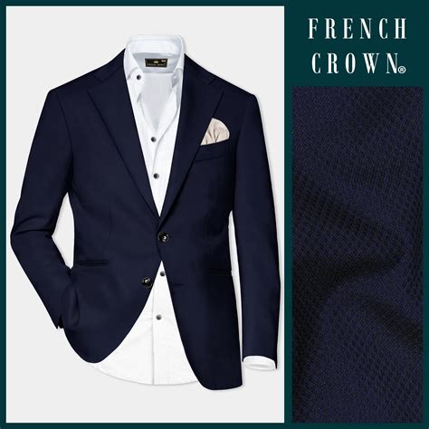 Mirage Blue Textured Premium Terry-Rayon Single Breasted Blazers for Men.