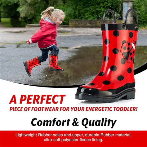 Buy Puddle Play Rubber Rain Boots, Waterproof with Slip-On Handles ...