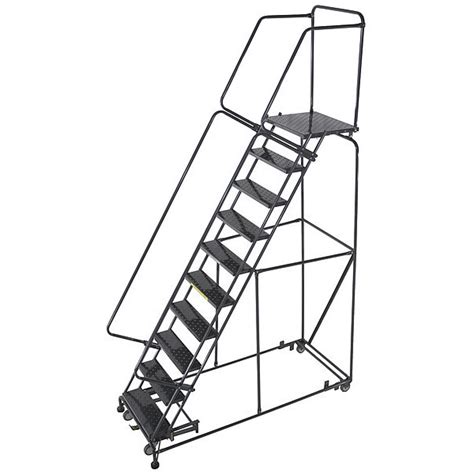 Ballymore 133 in H Steel Rolling Ladder, 10 Steps, 450 lb Load Capacity ...
