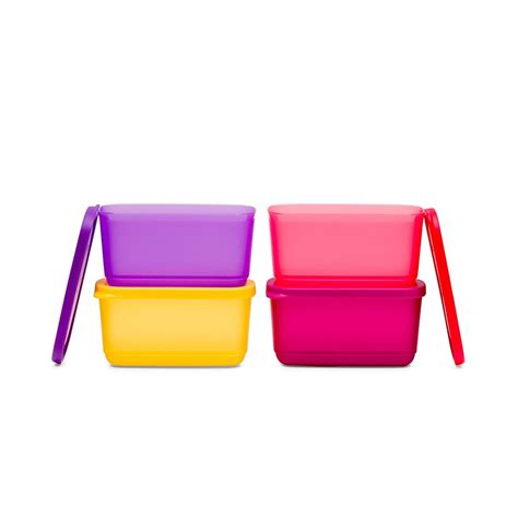 Buy Tupperware Rectangular Container, Plastic, Multicolour, 210ml - Set ...