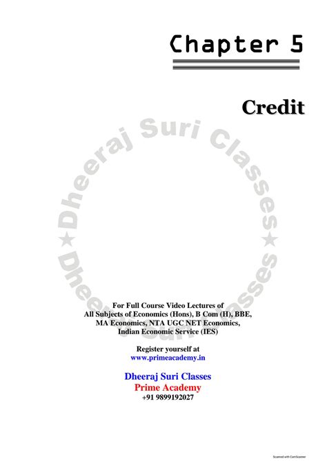 Chapter 5 Credit: Practice Questions for Economics (Hons) & Development ...