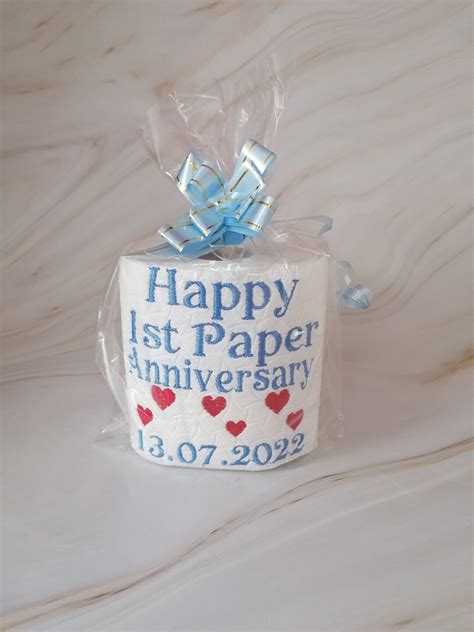 1st Paper Anniversary Gift, Novelty Gift, Embroider Toilet Paper, First ...
