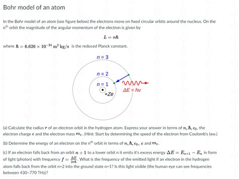 Solved Bohr model of an atom In the Bohr model of an atom | Chegg.com