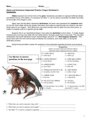 Fillable Online Alleles and Dominance Independent Practice: Dragon ...