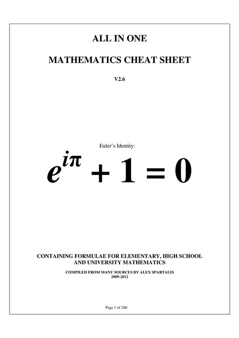 Mathematics Cheat Sheet All in One - Marketing strategies and plans ...
