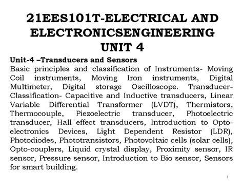eee ppt unit 4 - 21EES101T-ELECTRICAL AND ELECTRONICSENGINEERING UNIT 4 ...