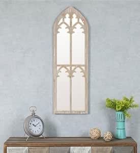 Buy UPZING DECOR Wood Frame Arched Window Mirror 48" x 18", Hanging ...