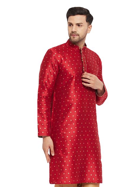 VASTRAMAY Men's Maroon Zari Weaved Kurta – vastramay