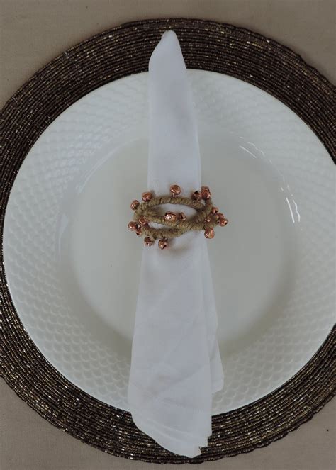 Get Natural Copper With Bells On Jute Napkin Rings - Set Of 4 at ₹ 449 ...