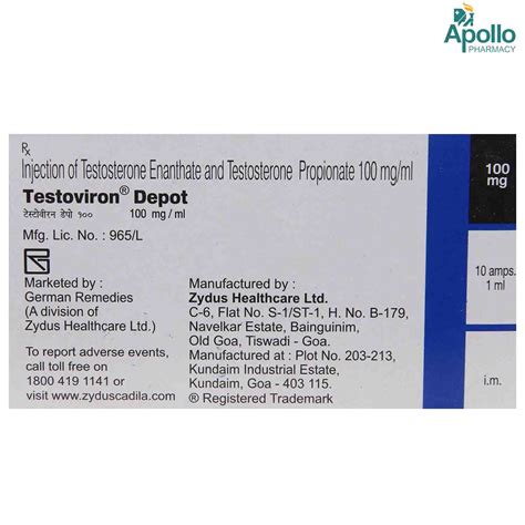 TESTOVIRON DEPOT 100MG INJECTION Price, Uses, Side Effects, Composition ...