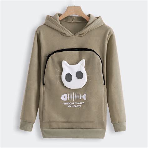 fartey Pet Carrier Hoodie For Women Casual Sweatshirt Animal Pouch Hood ...