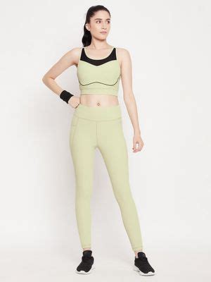 Buy Clovia Snug Fit High-Rise Active Tights In Sage Green Online