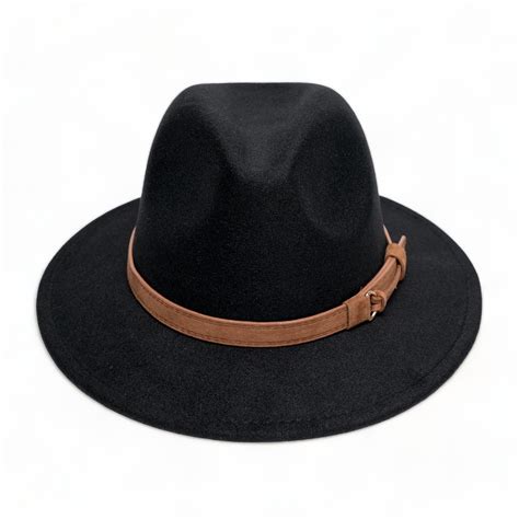 Buy Pinched Fedora Hat with PU Leather Belt (Black) Online in India ...