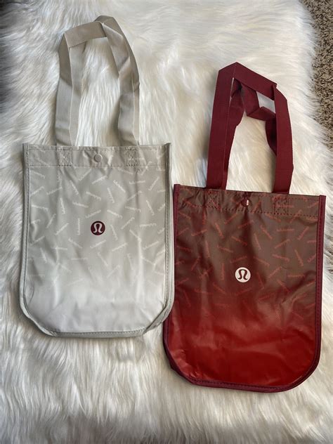 Lululemon Reusable Shopping Gift Bag Yoga Logo Small Tote Lot 2 White ...
