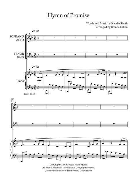 Hymn of Promise (arr. Brenda Dillon) by NATALIE SLEETH Sheet Music for ...