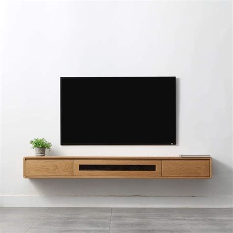 White Oak Floating TV Cabinet Wall Mounted Entertainment Console