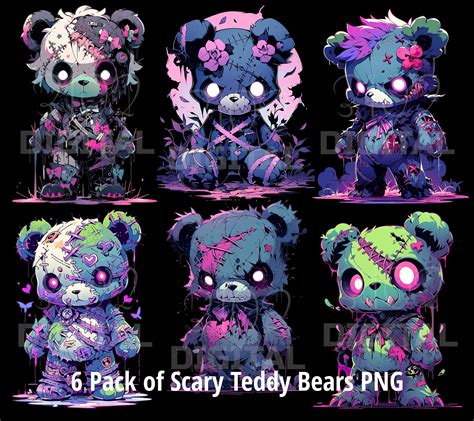 Scary Teddy Bears Mega Bundle Vol 1, 24 PNG Spooky Zombie Teddybear ...