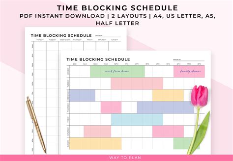 Image result for Time Block Week Templete
