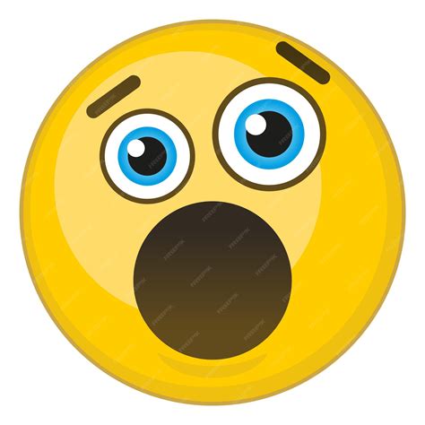 Shock face expression. astonished yellow emoji gasping in surprise ...