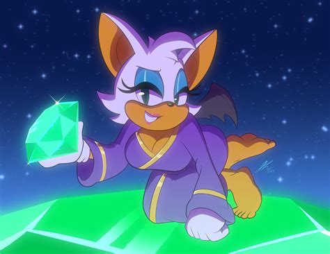 #8851 - safe, artist:juicyartz, rouge the bat, bathrobe, chaos emerald ...