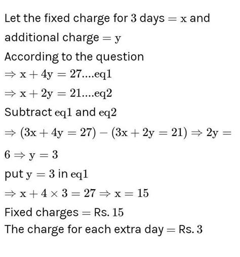 A lending library has a fixed charge for the first three days and ...