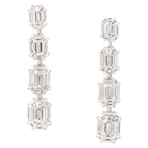 Emerald Cut Tanzanite and Diamond Drop Earrings at 1stDibs | emerald ...