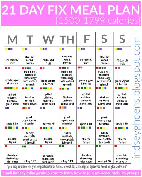 21 Day Fix Printable Meal Planner
