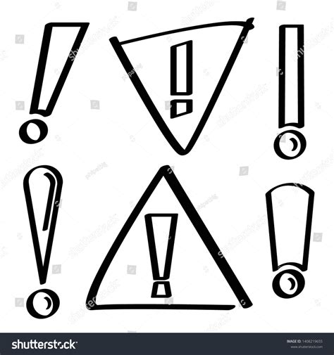 Black Hand Drawn Exclamation Mark Symbols : image vectorielle de stock ...