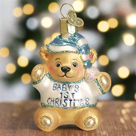 Blue Teddy Bear Ornament by Old World Christmas – Montana Gift Corral
