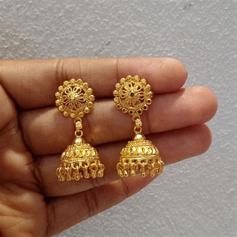 Gold Plated Jhumka Earrings For Women - Goynar Khoni