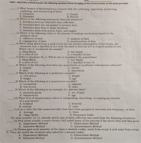 1) What branch of Mathematics is concern with the collecting ...