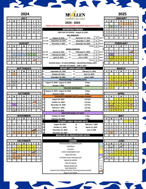 2024-2025 McAllen ISD School Calendar | Andrew Jackson Elementary