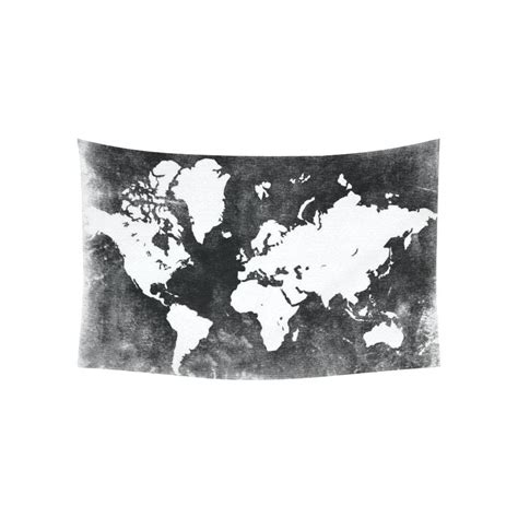 Buy GCKG Black and White Earth World Map Tapestry Wall Hanging Global ...