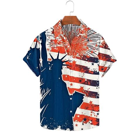 American Flag Shirts for Men Patriotic Shirt Mens Red White and Blue ...