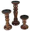 Buy Vudy Decorative Wooden Pillar Candle Stand, Set of 3 – Hand Crafted ...