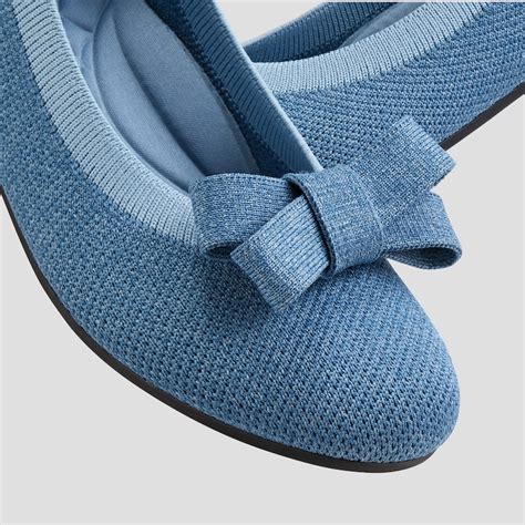 Round Toe Flat (Claire) + Free Bow, Denim Blue, EU35 | VIVAIA