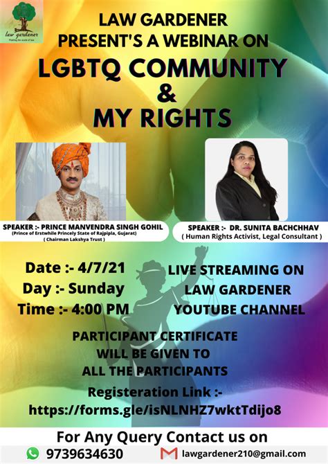 WEBINAR ON "LGBTQ COMMUNITY & MY RIGHTS" BY LAW GARDENER : REGISTER NOW!!