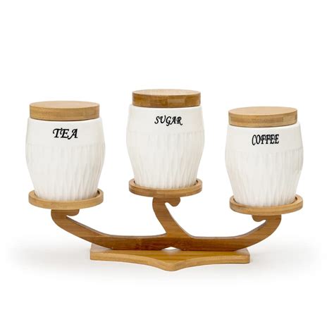 Buy EZ Life White Ceramic Bulba Tea Coffee Sugar 3 Canisters Set on ...