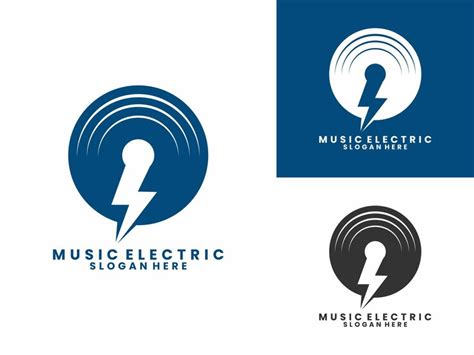 Electric music logo design icon vinyl with lightning logo design vector ...