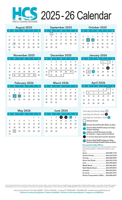 Horry County Schools Calendar 2026-2027 [South Carolina]