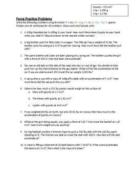 Image result for Forces Math Practice Problems