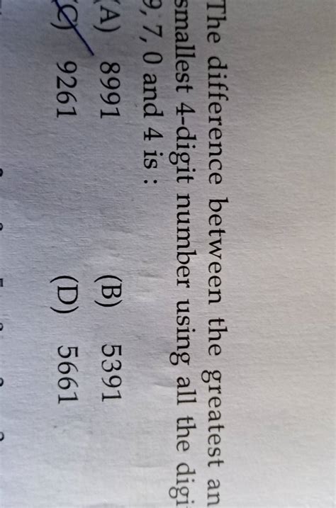 The difference between the greatest an smallest 4-digit number using all