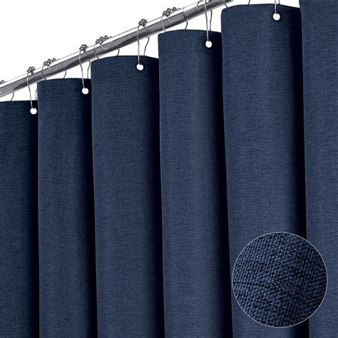 Amazon.com: BTTN Blue Extra Long Shower Curtain, 72x96 Inch Long Linen ...