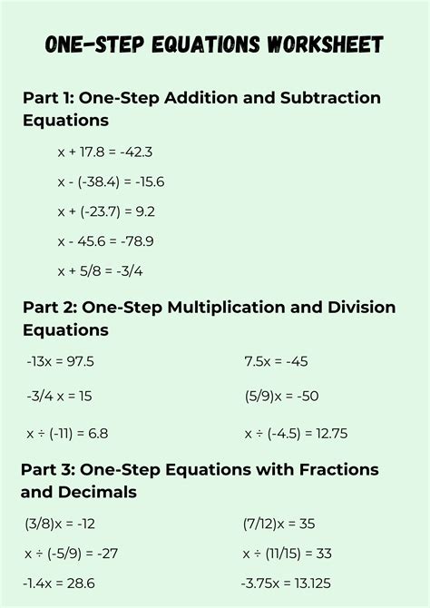 30+ One Step Equations Worksheet Samples to Download