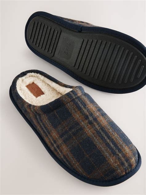 Buy Navy Check Mule Slippers from Next India