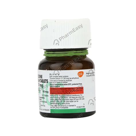 Eltroxin 100 MCG Tablet (100): Uses, Side Effects, Price & Dosage ...
