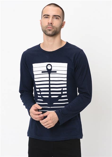 Get Navy Anchor Print Long Sleeves T-Shirt at ₹ 379 | LBB Shop