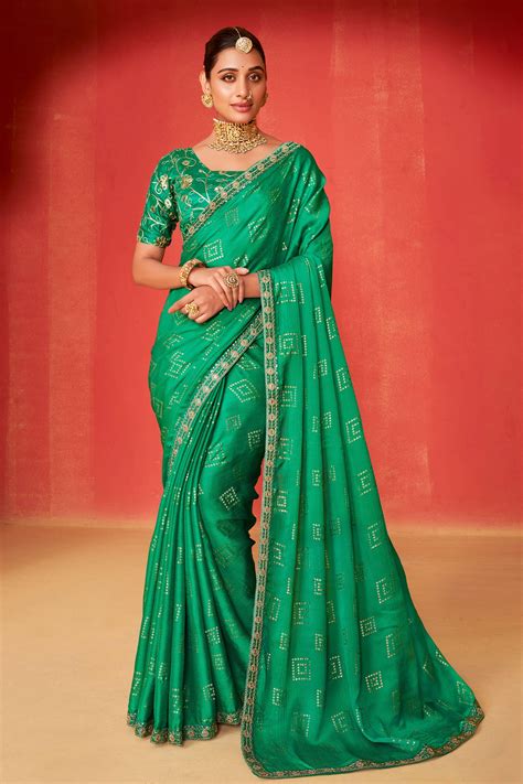 Buy Blue Green Chiffon Bandhani Saree zb131252 | Saree Buta