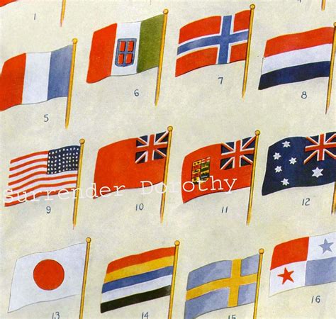 Buy National Flag Chart Banners of Many Nations 1915 Vintage Lithograph ...